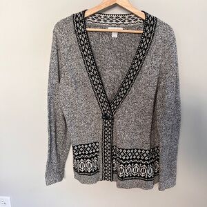 Christopher & Banks Black &‎ White Grandmacore Cardigan